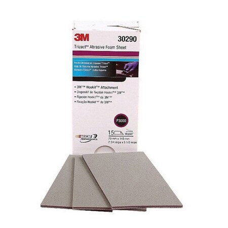 3M 3M Trizact Hookit Foam Sheet, 30290, 2-3/4 inx5-1/2 in, P3000, PK/15, 15PK 7100312333
